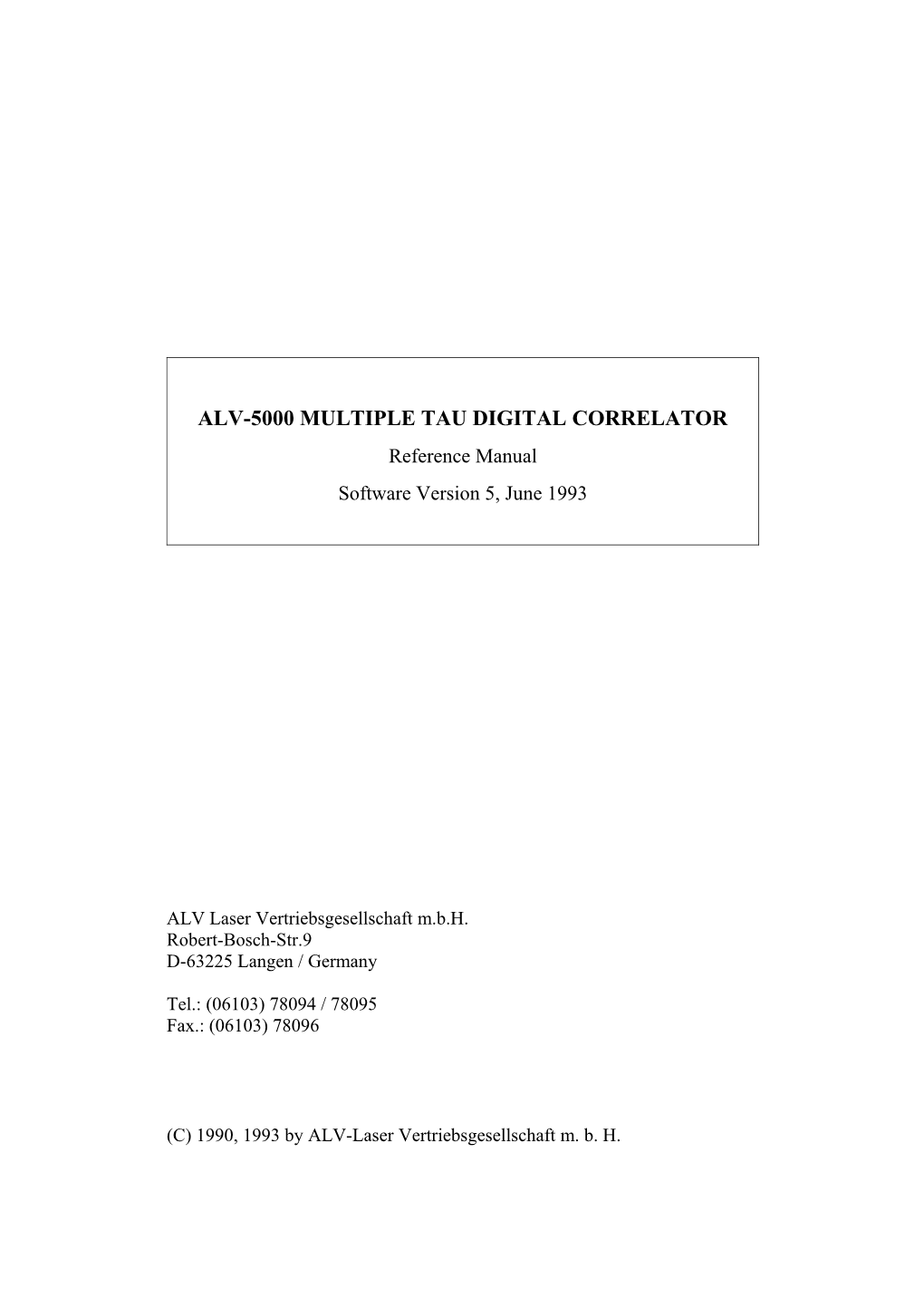 ALV-5000 Reference Manual
