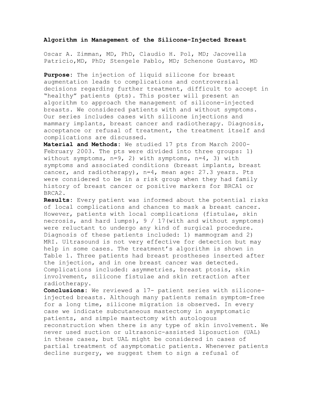 Algorithm in Management of the Silicone-Injected Breast