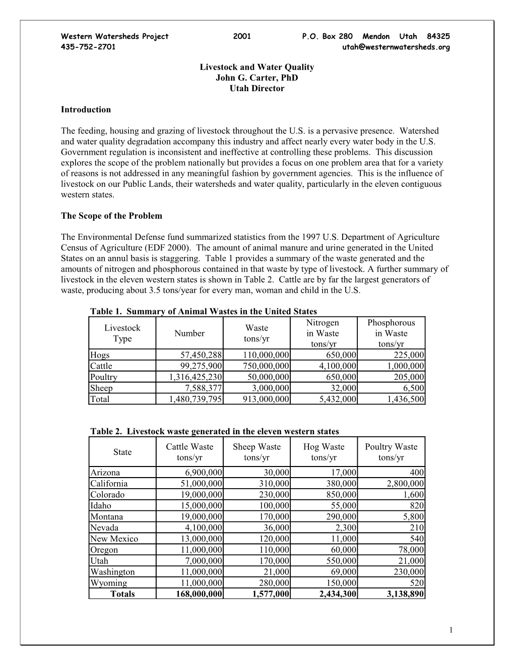 Livestock and Water Quality