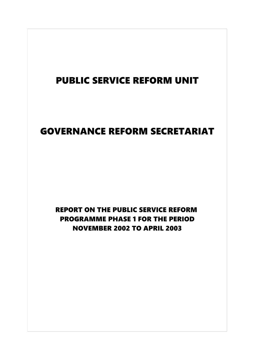 Public Service Reform Unit