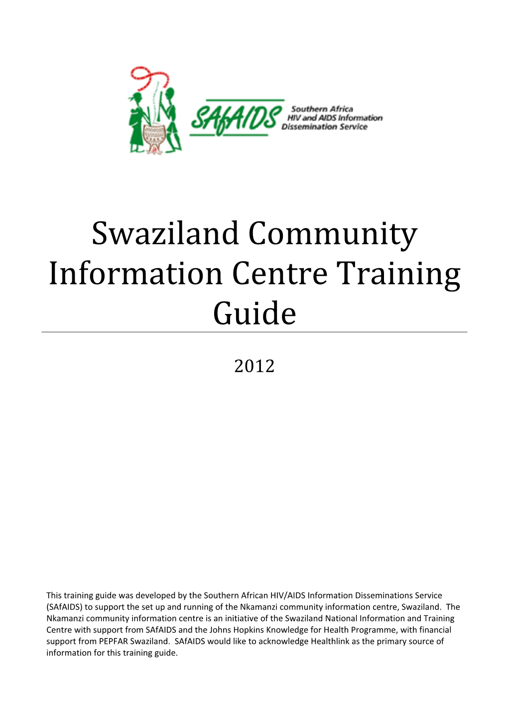 Swaziland Community Information Centre Training Guide