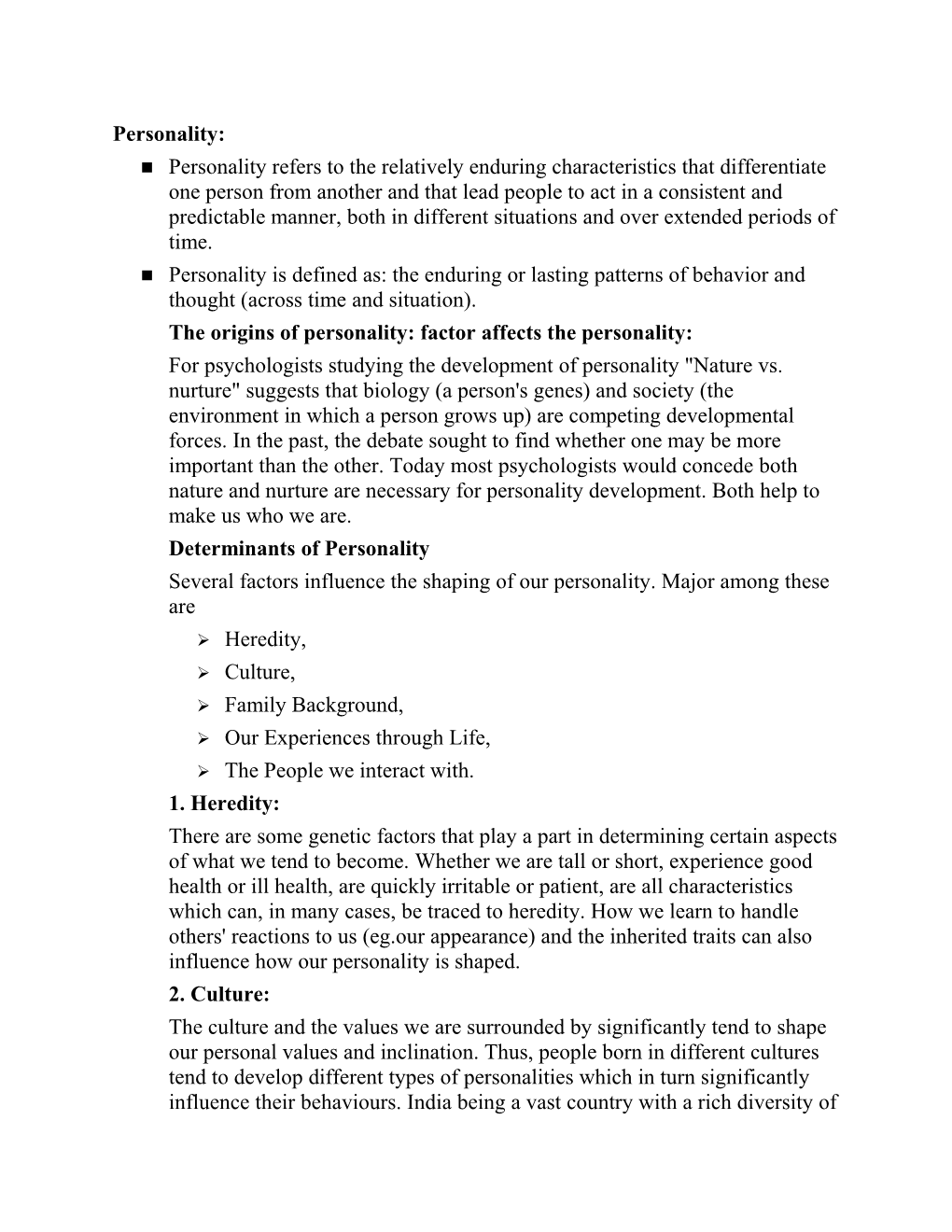 The Origins of Personality: Factor Affects the Personality