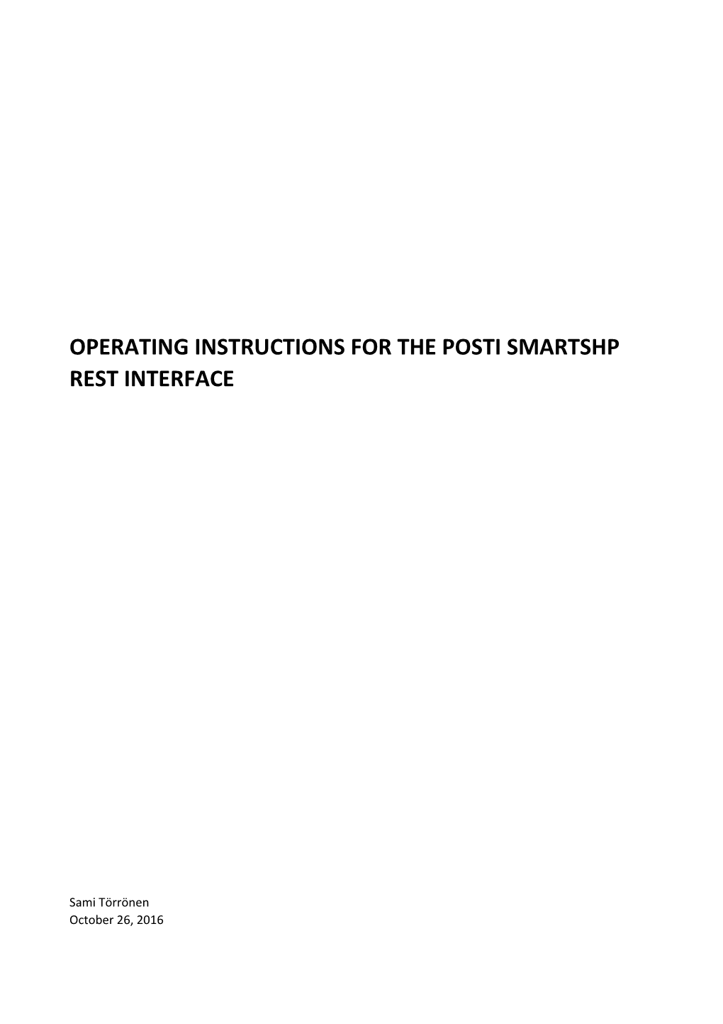 Operating Instructions for the Posti Smartshp Rest Interface