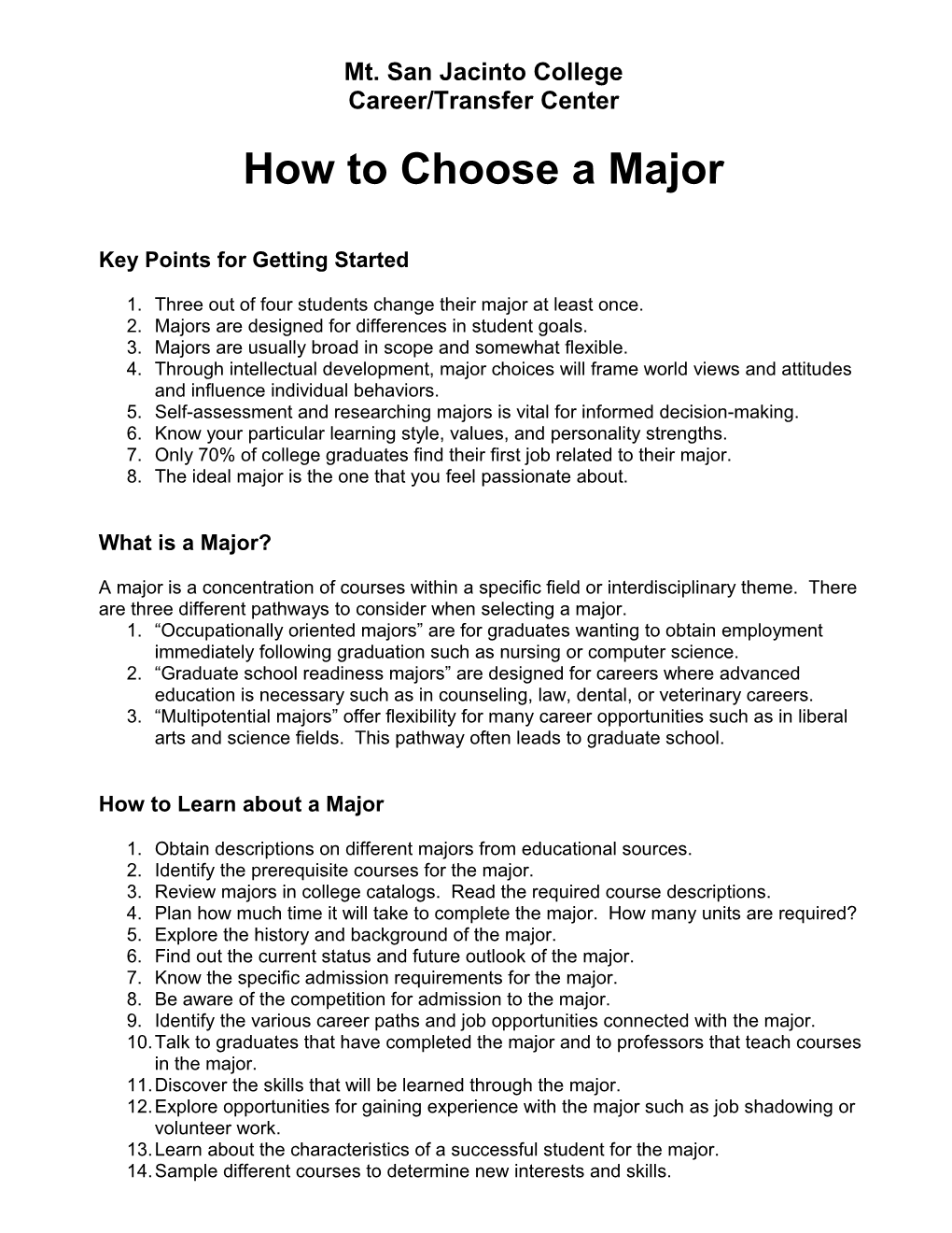 How to Choose a Major