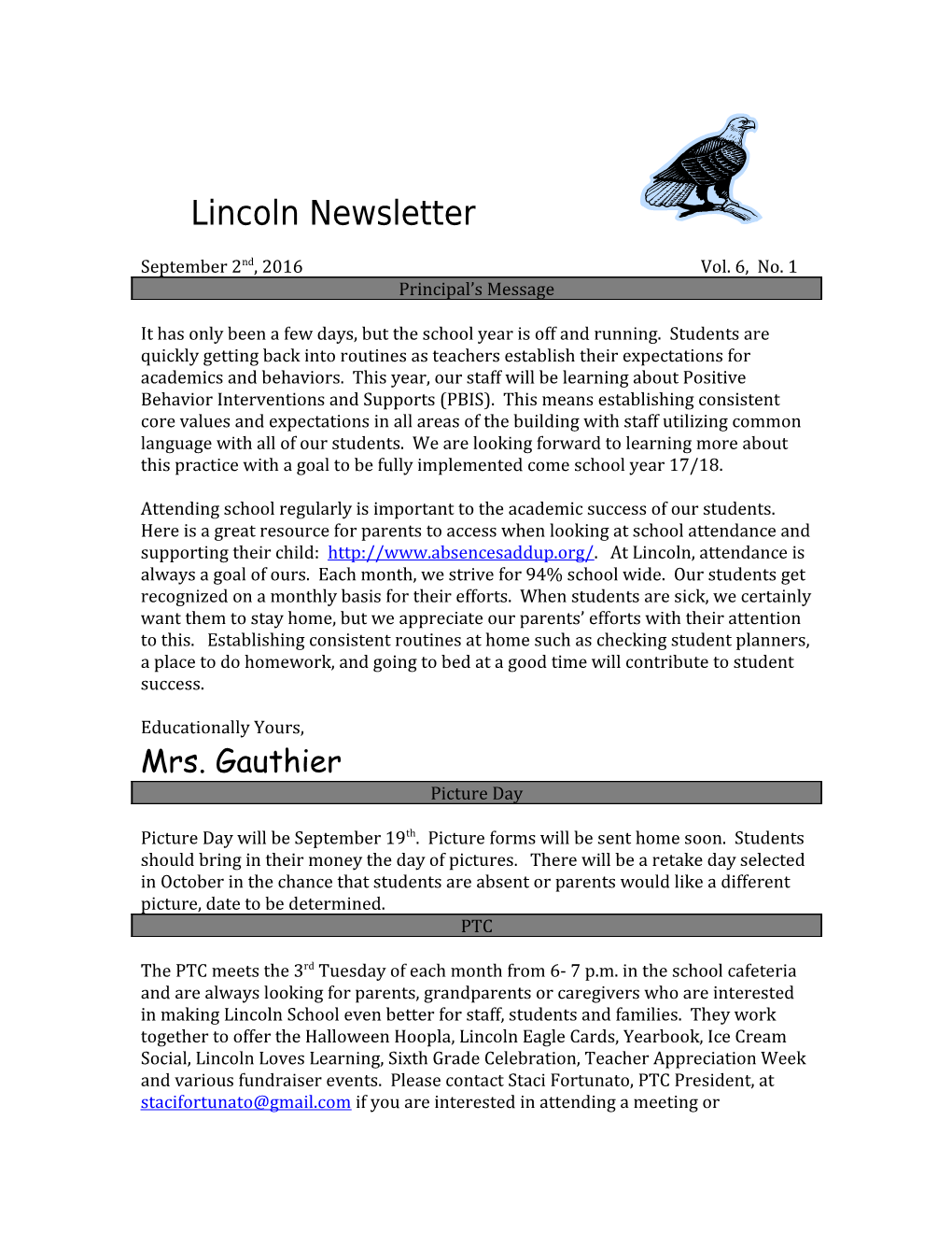 Lincoln Newsletter