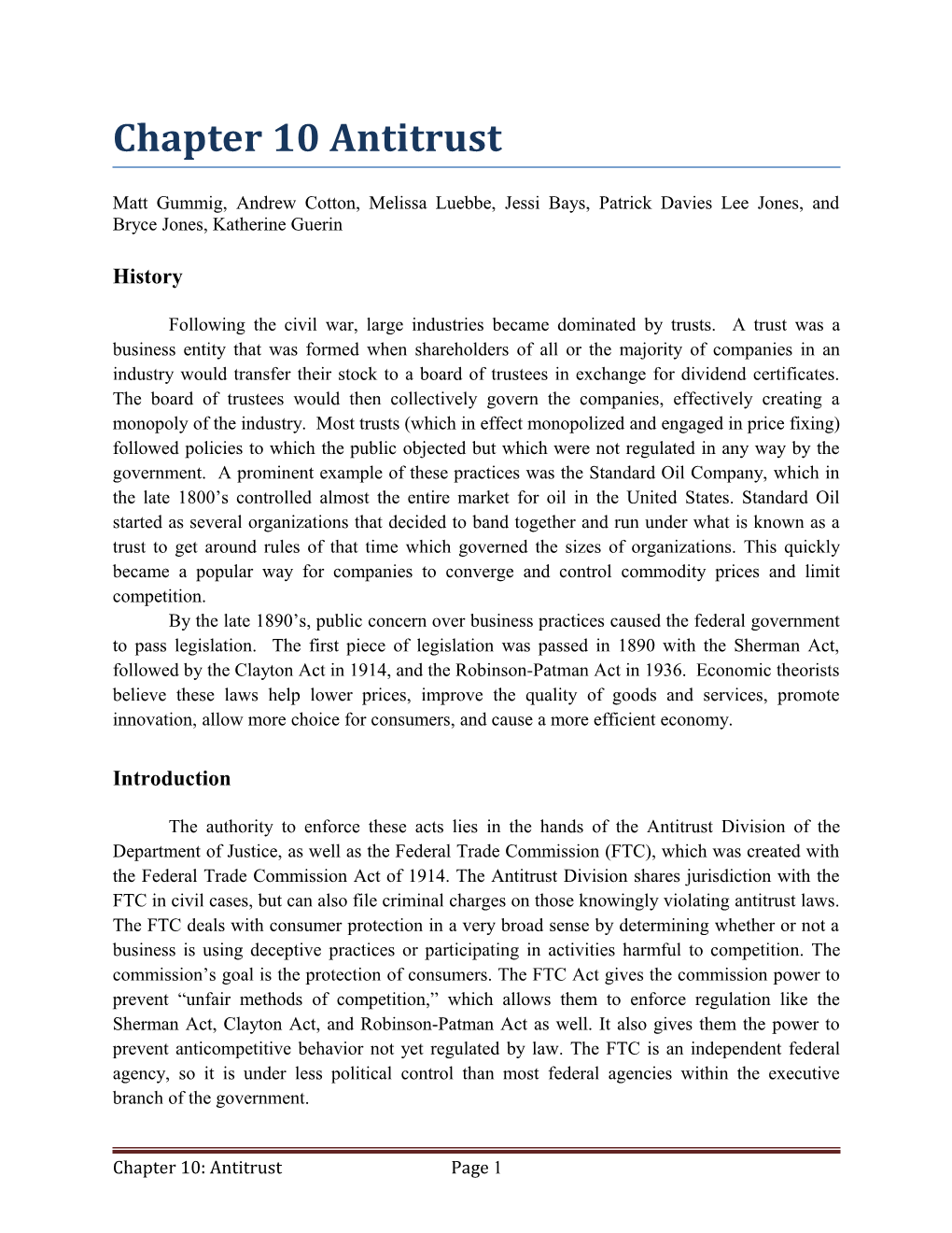 Chapter 10 Antitrust