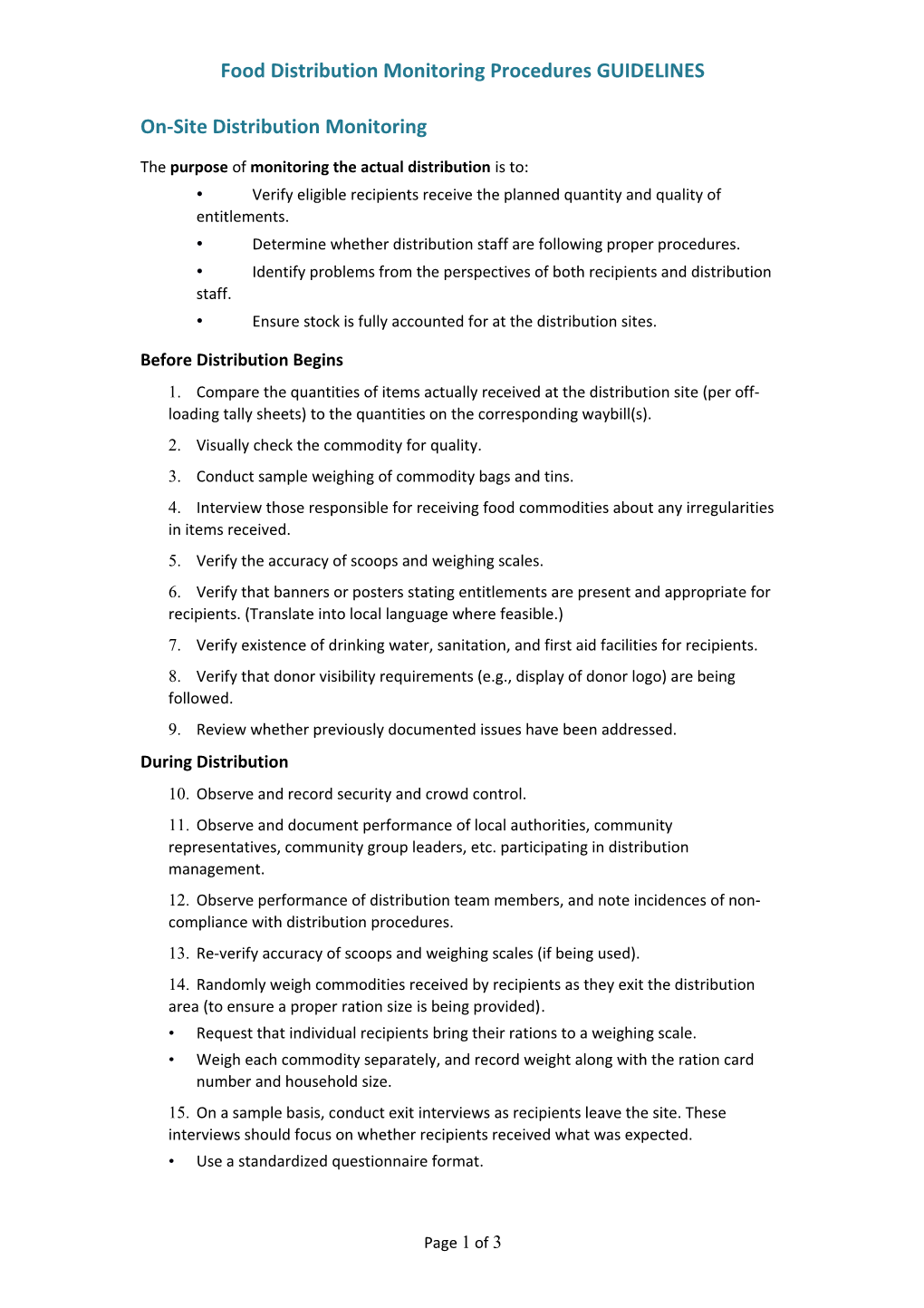 Food Distribution Monitoring Procedures GUIDELINES