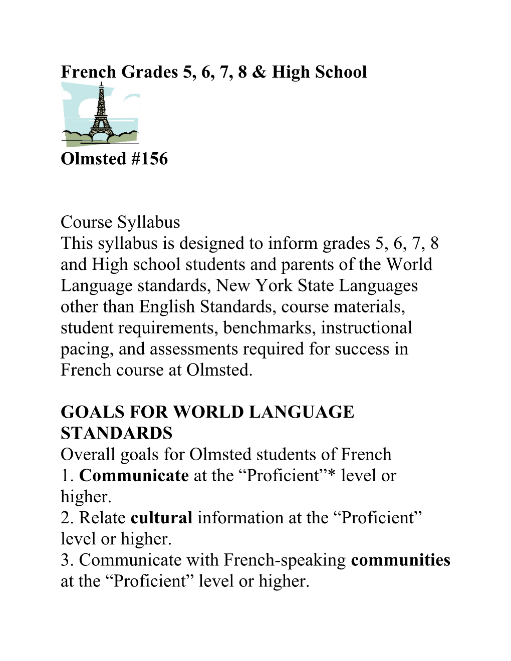 Goals for World Language Standards