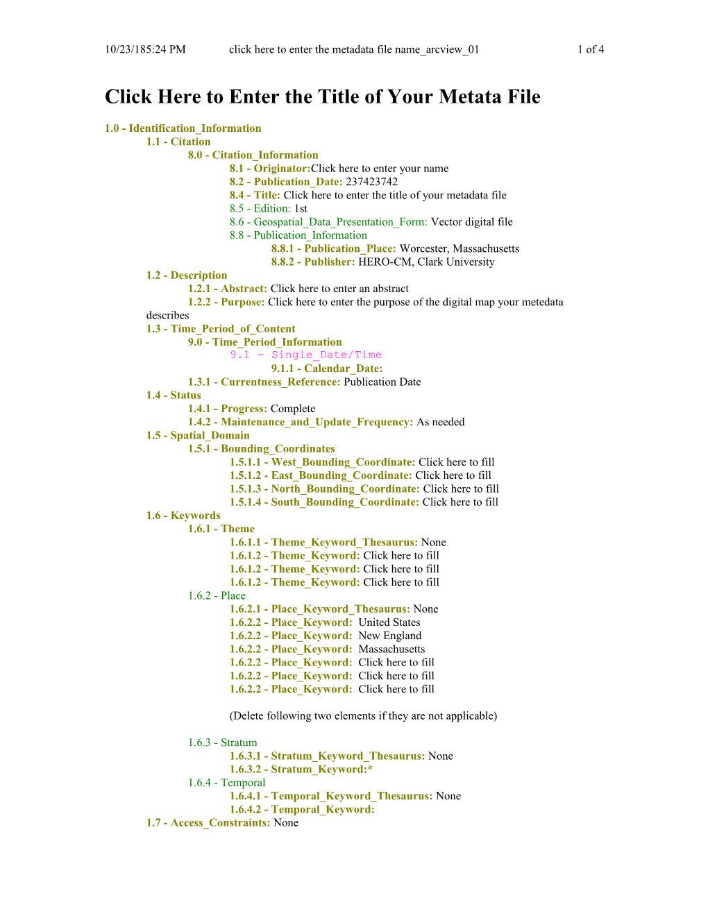 'Colorized' Content Standards for Digital Geospatial Metadata, FGDC-STD 998