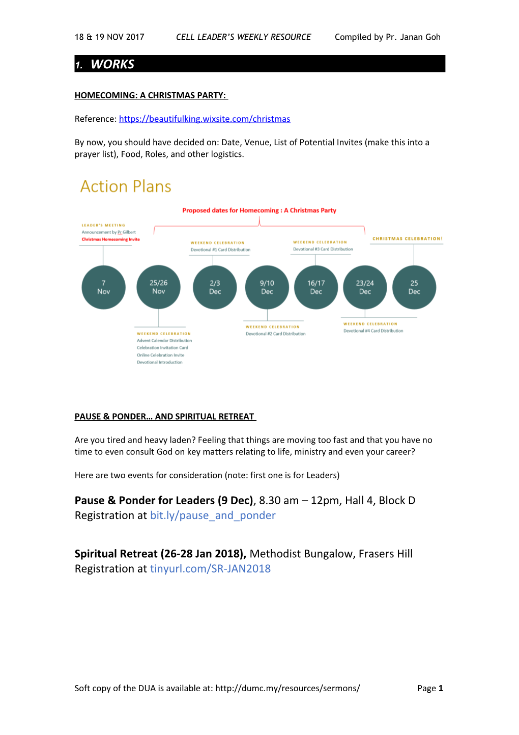 18 & 19 NOV 2017 CELL LEADER S WEEKLY RESOURCE Compiled by Pr. Janan Goh