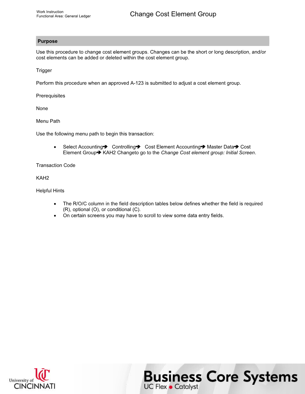 Change Cost Element Group