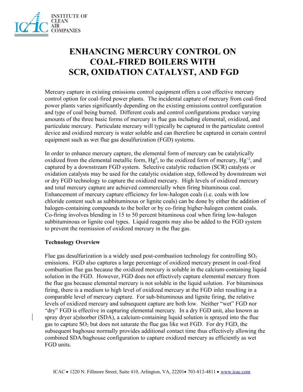 Mercury Oxidation Capabilities