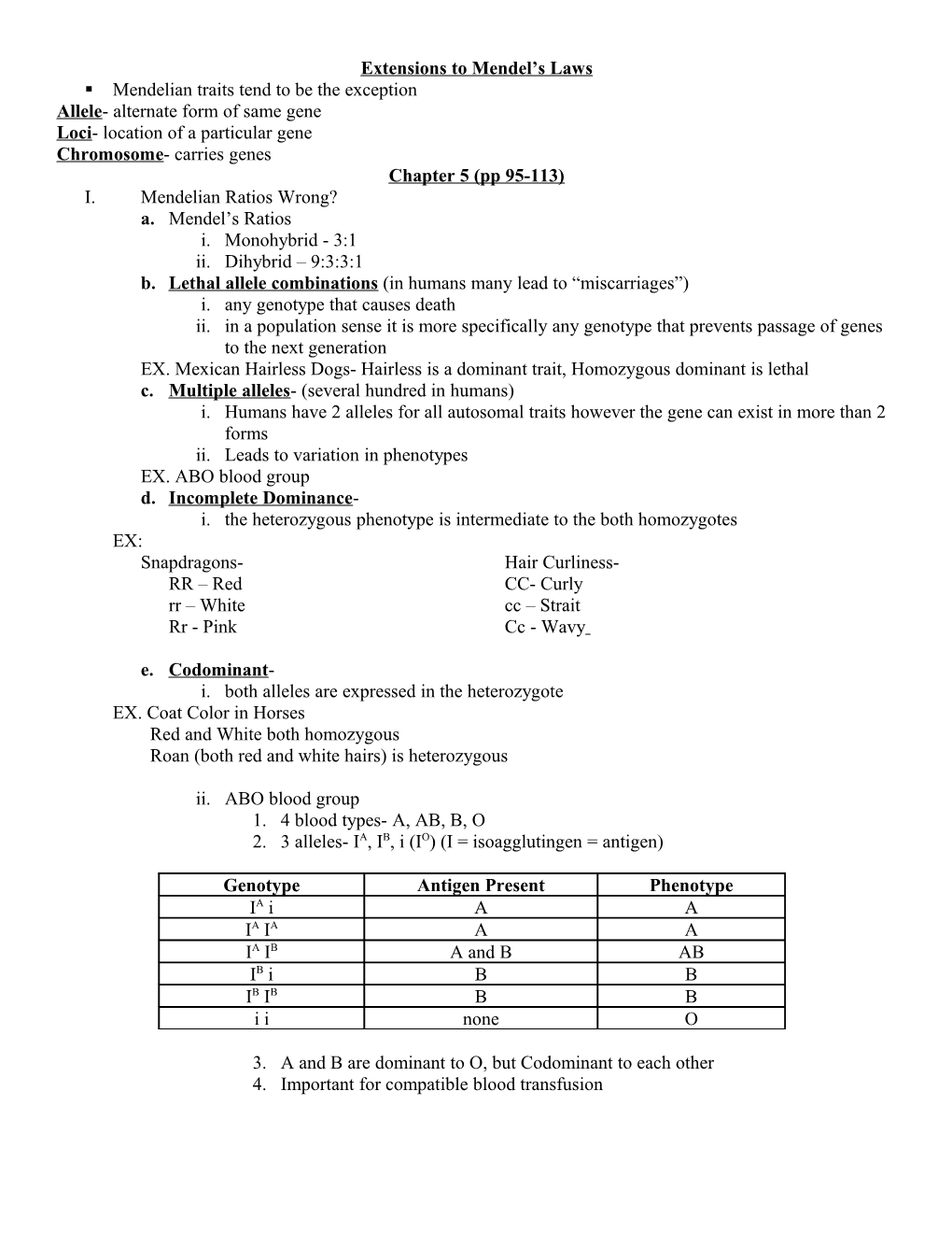 Extensions to Mendel S Laws