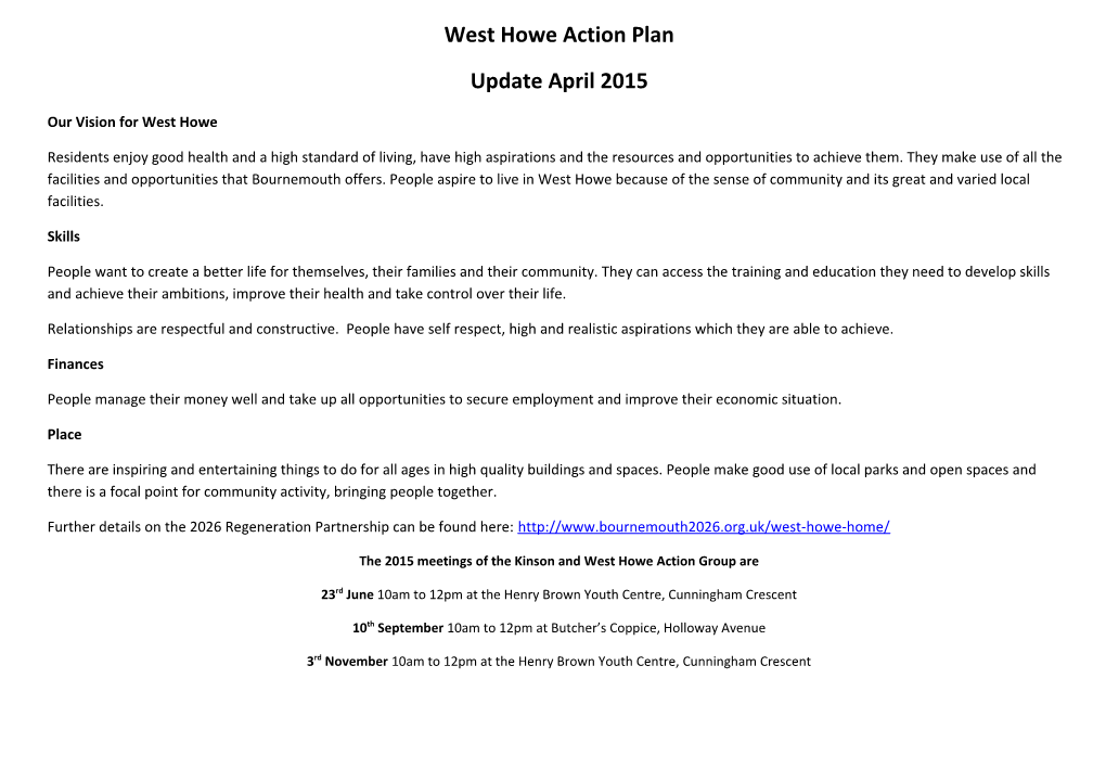 West Howe Action Plan