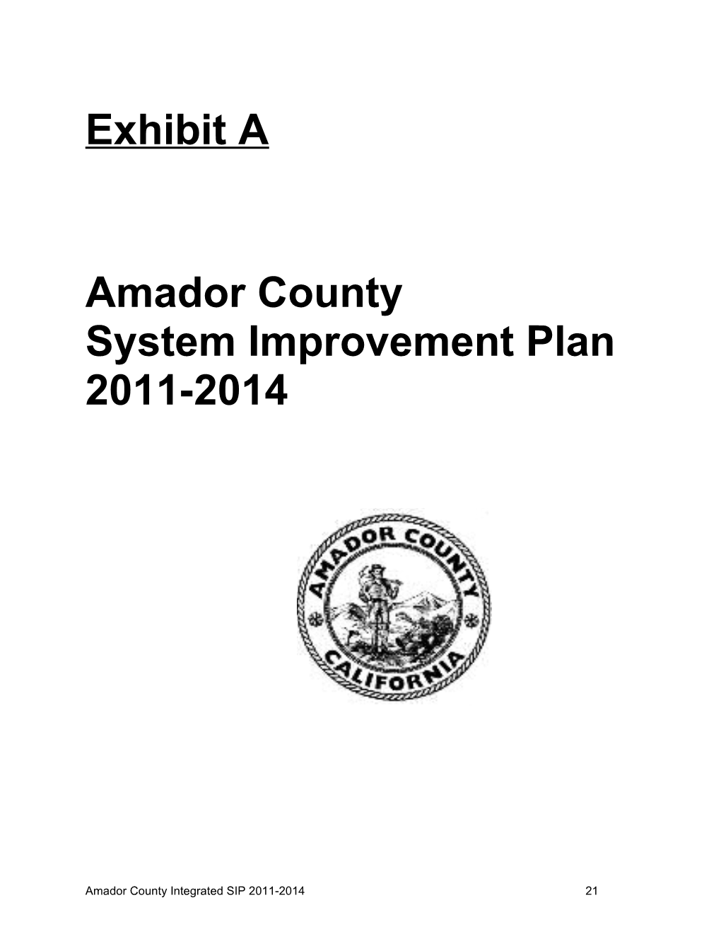 Trinity County System Improvement Plan (SIP)