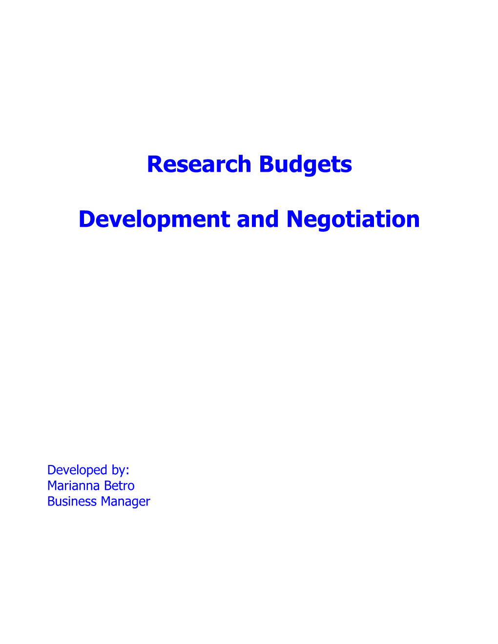 Research Budgets