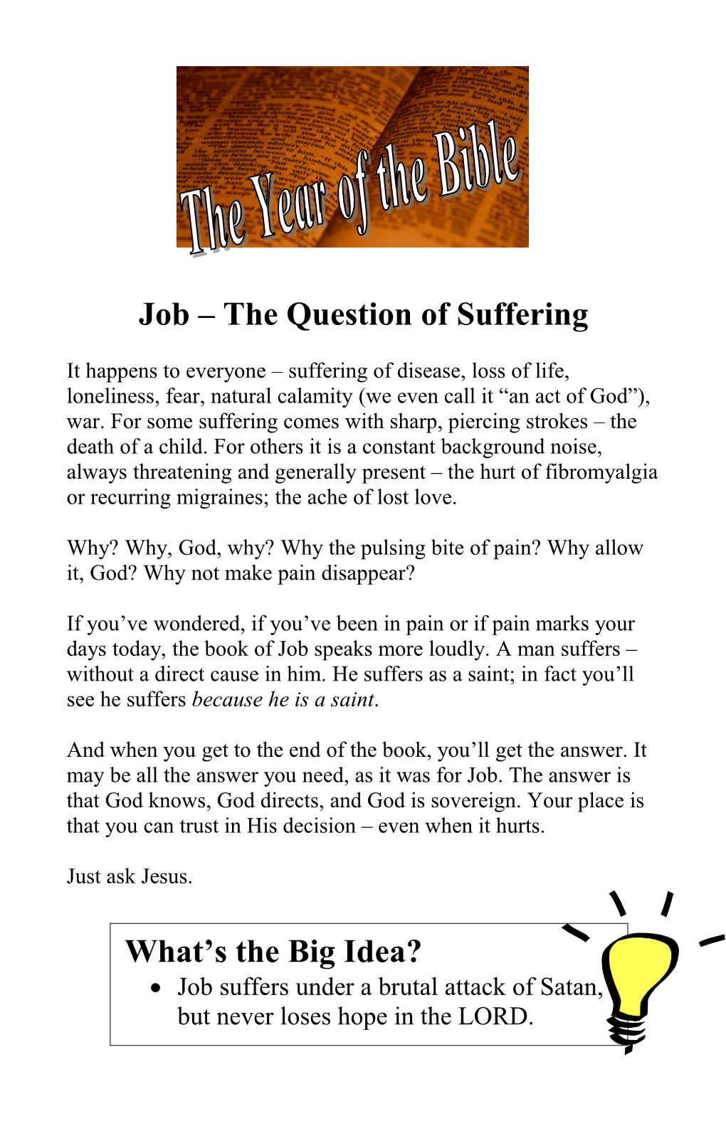 Job the Question of Suffering