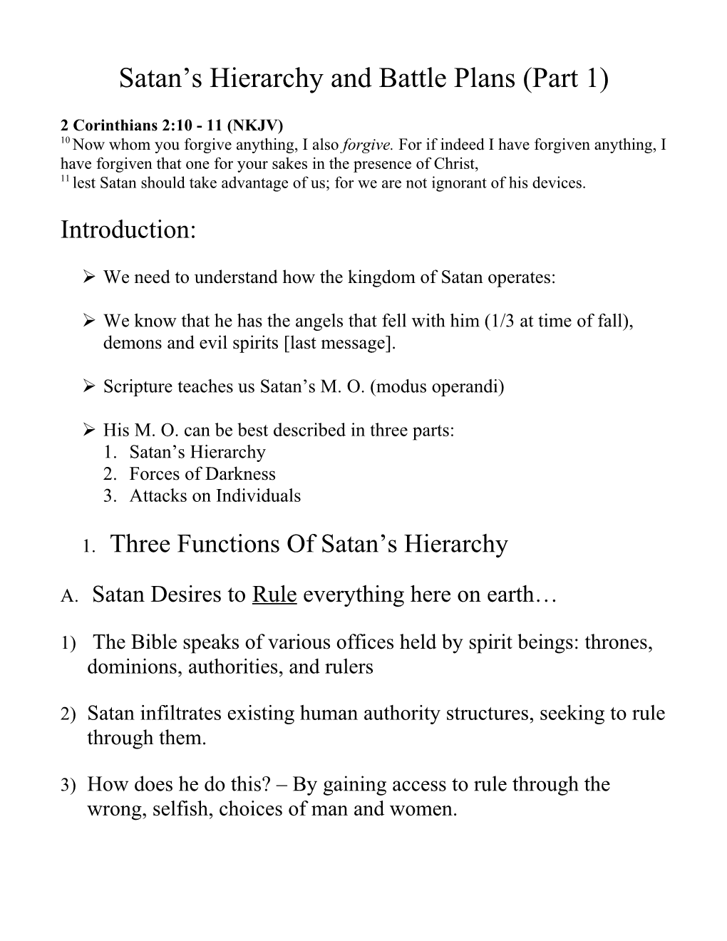 Satan S Hierarchy and Battle Plans (Part 1)