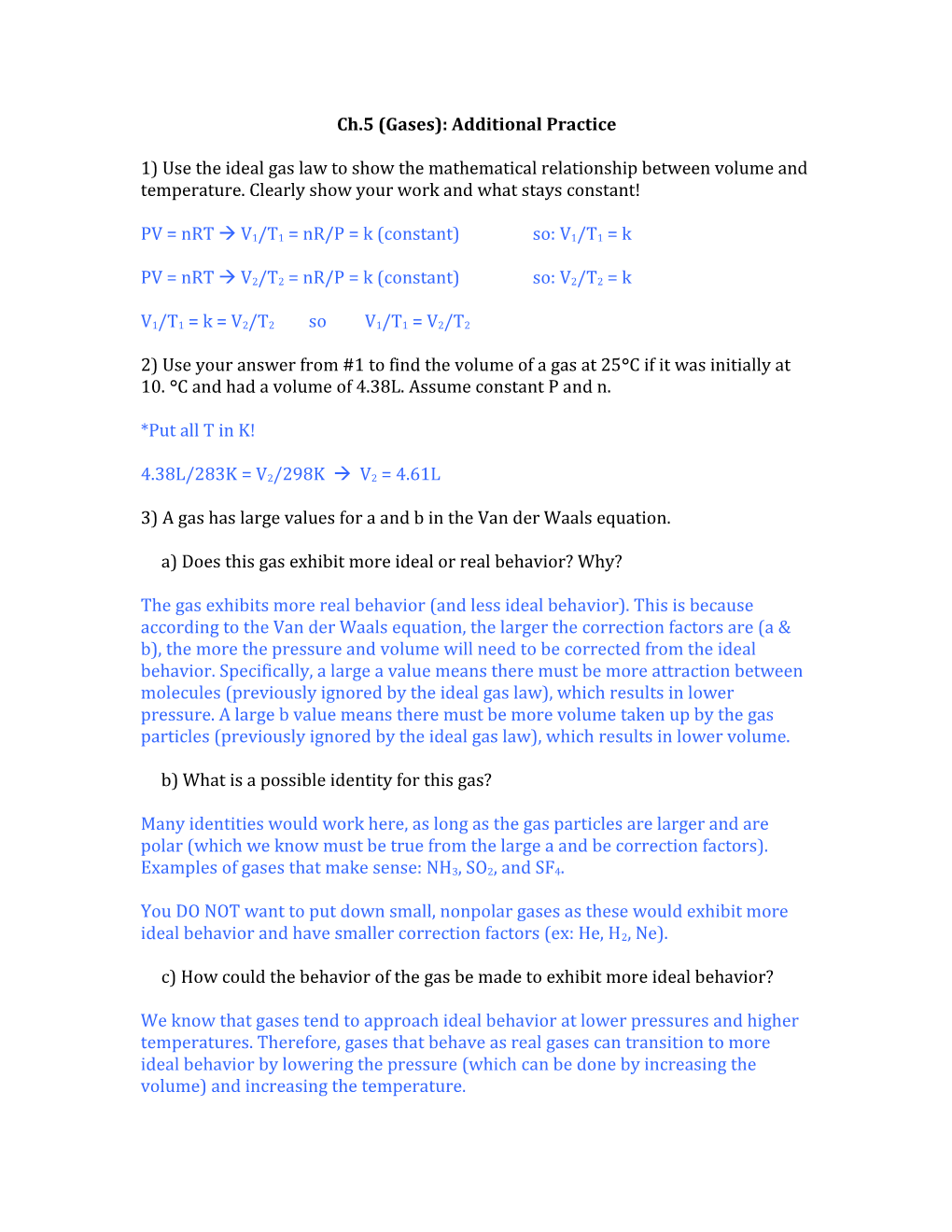 Ch.5 (Gases): Additional Practice