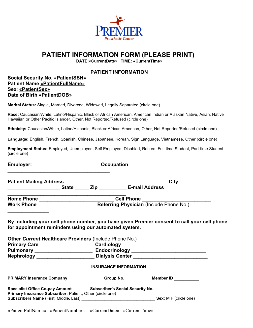 Patient Information Form (Please Print)