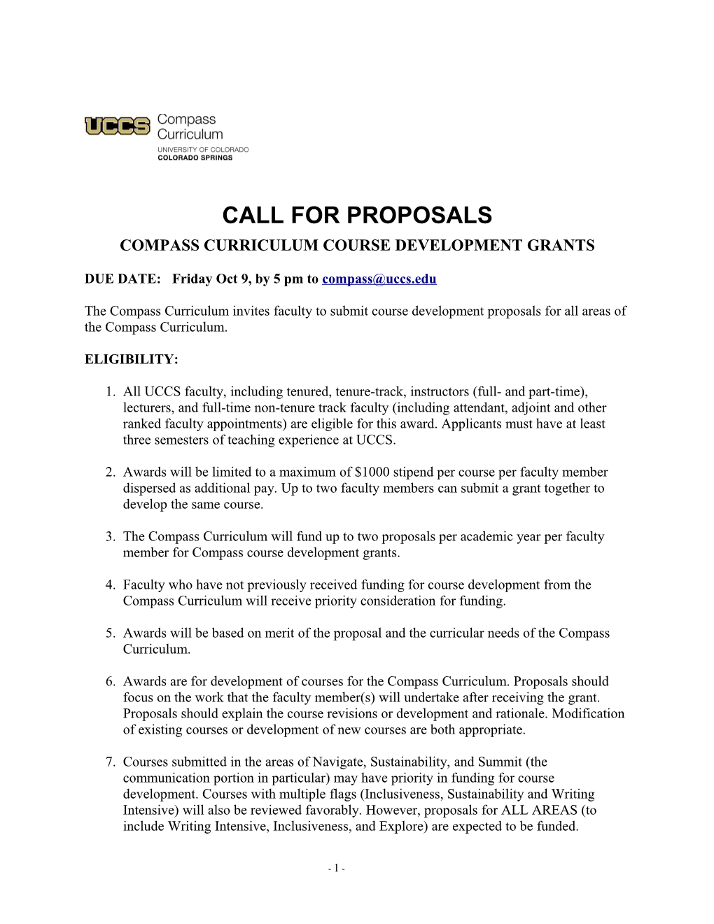 Compass Curriculum Course Development Grants