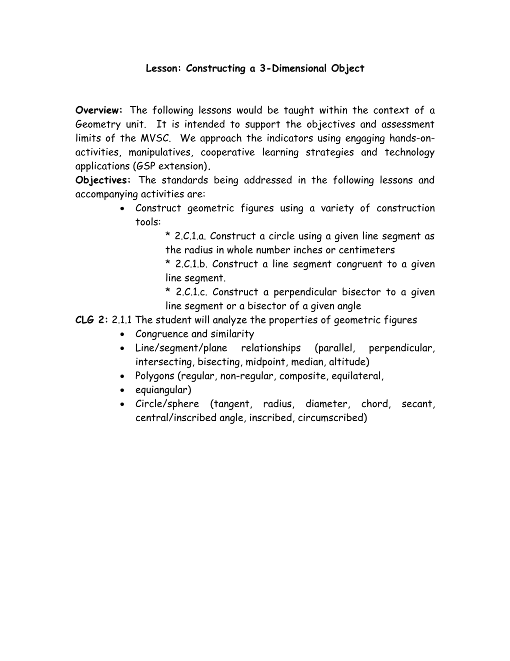 Lesson: Constructing a 3-Dimensional Object