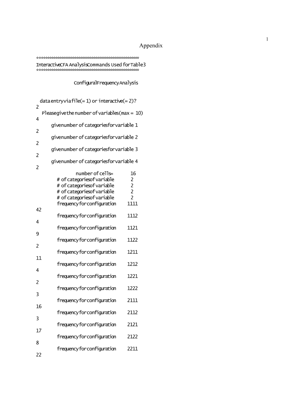 Interactive CFA Analysis Commands Used for Table 3