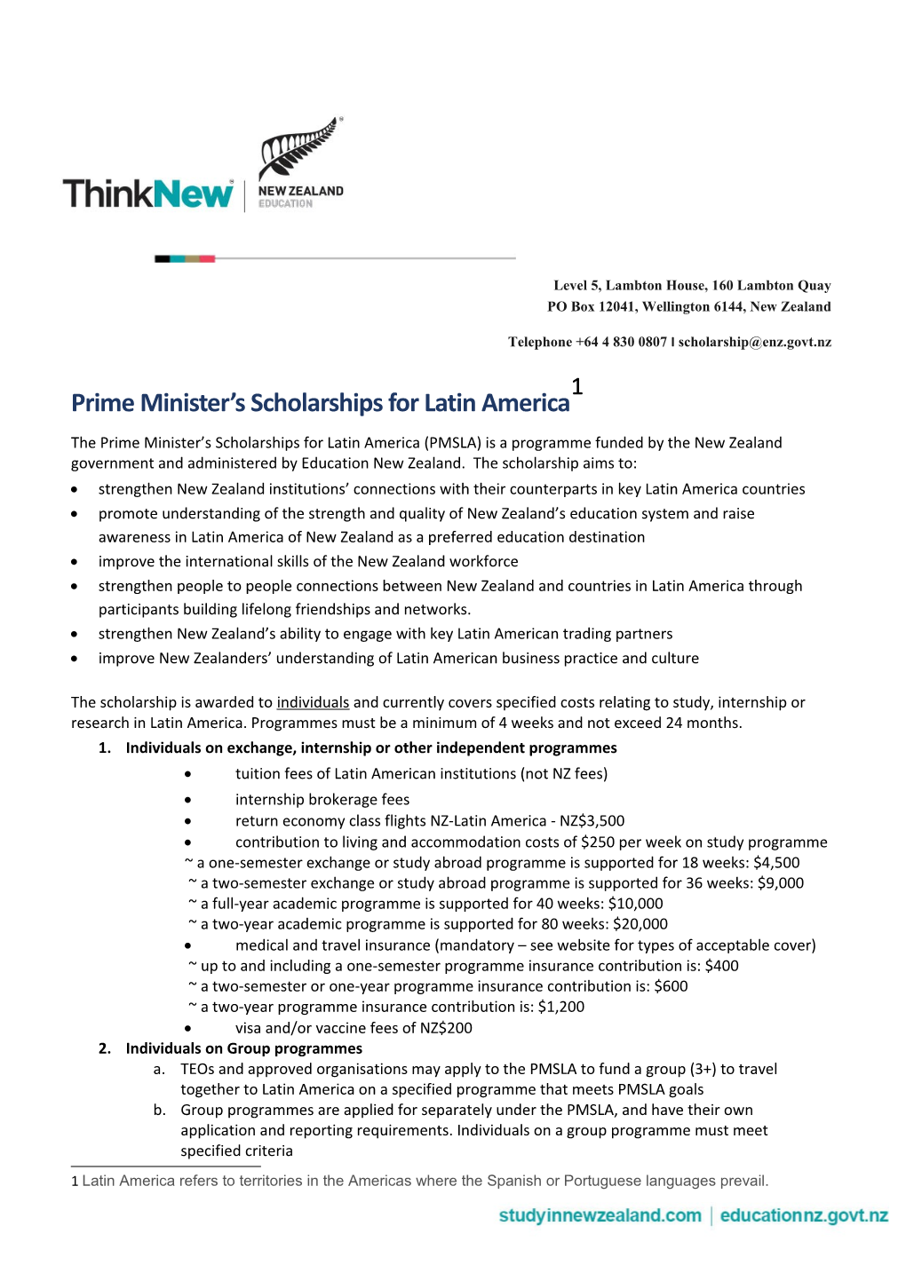 Prime Minister S Scholarships for Latin America 1