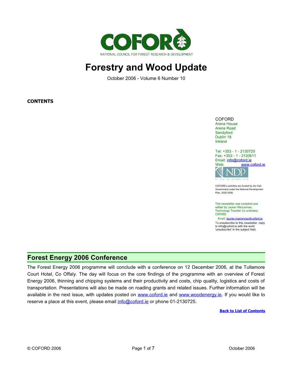 Forest Energy 2006 Conference