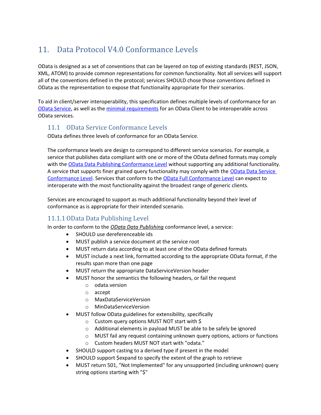 11.Data Protocol V4.0 Conformance Levels