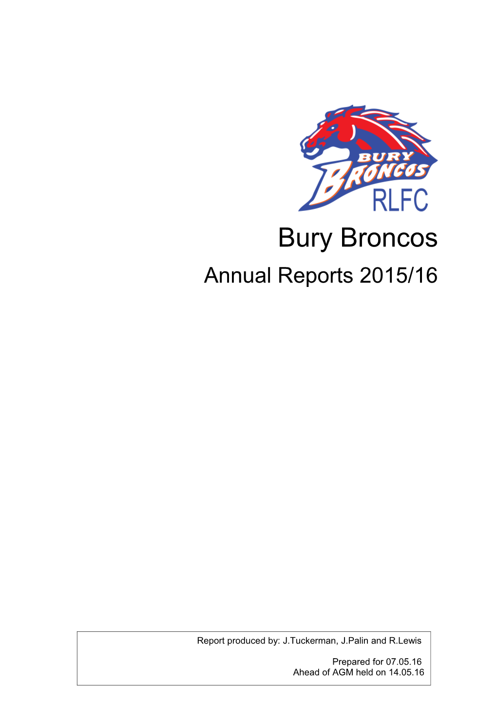 Bury Broncos 2015/16Annual Reporting