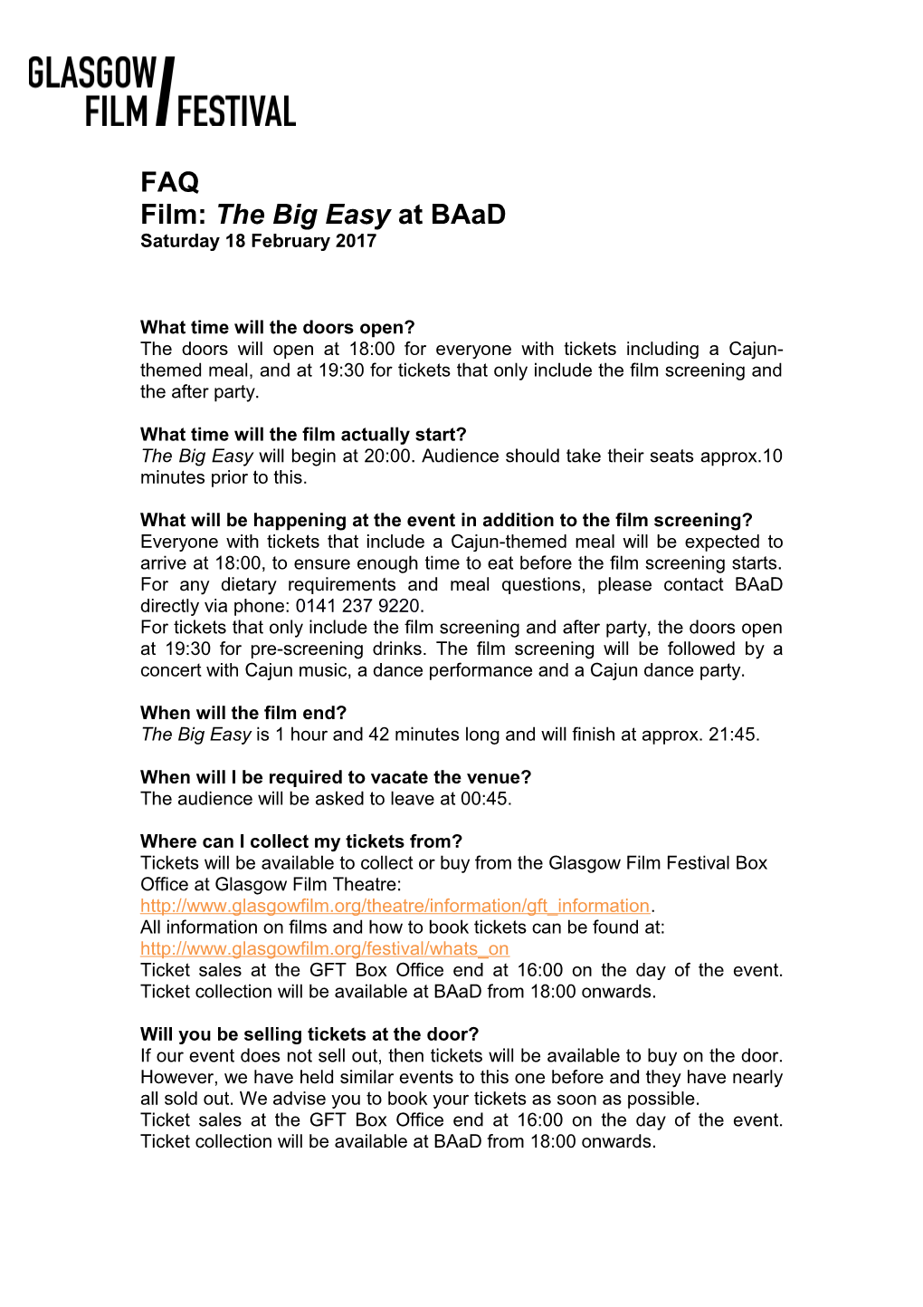 Film: the Big Easy at Baad