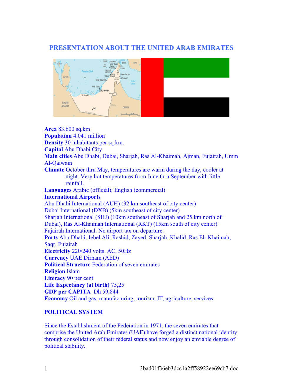 Presentation About the United Arab Emirates