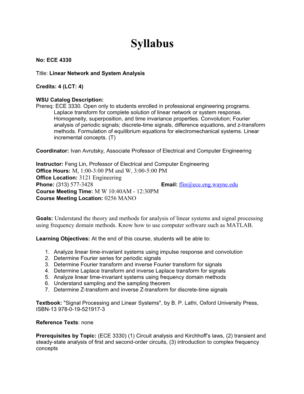 ABET Format Syllabus (Sample)