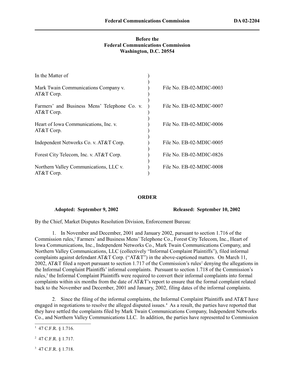 Federal Communications Commissionda 02-2204