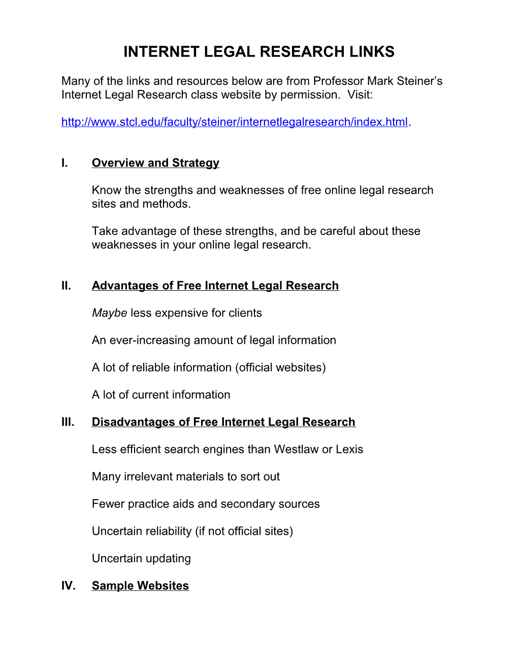Internet Legal Research Links