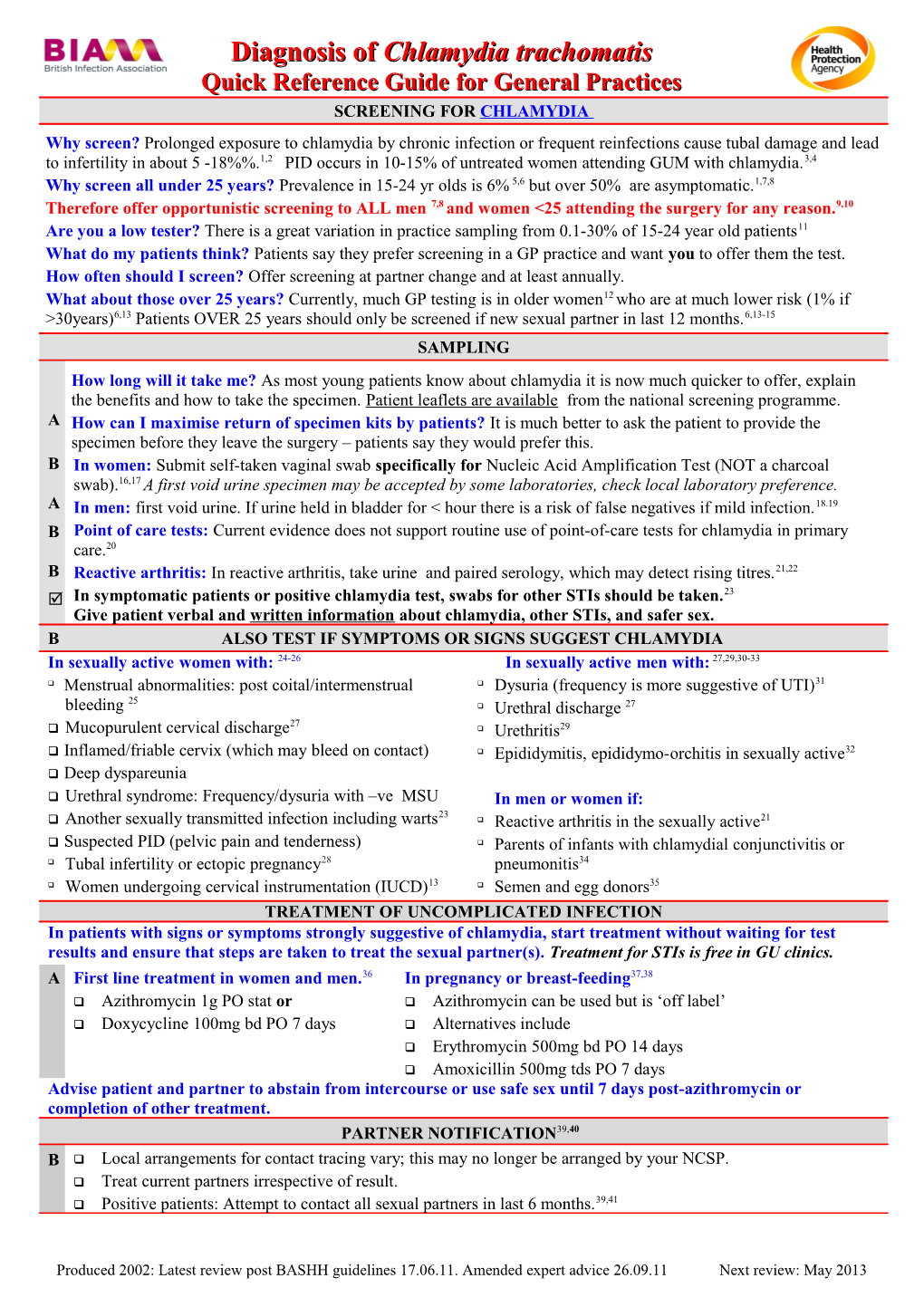 Diagnosis of Chlamydia