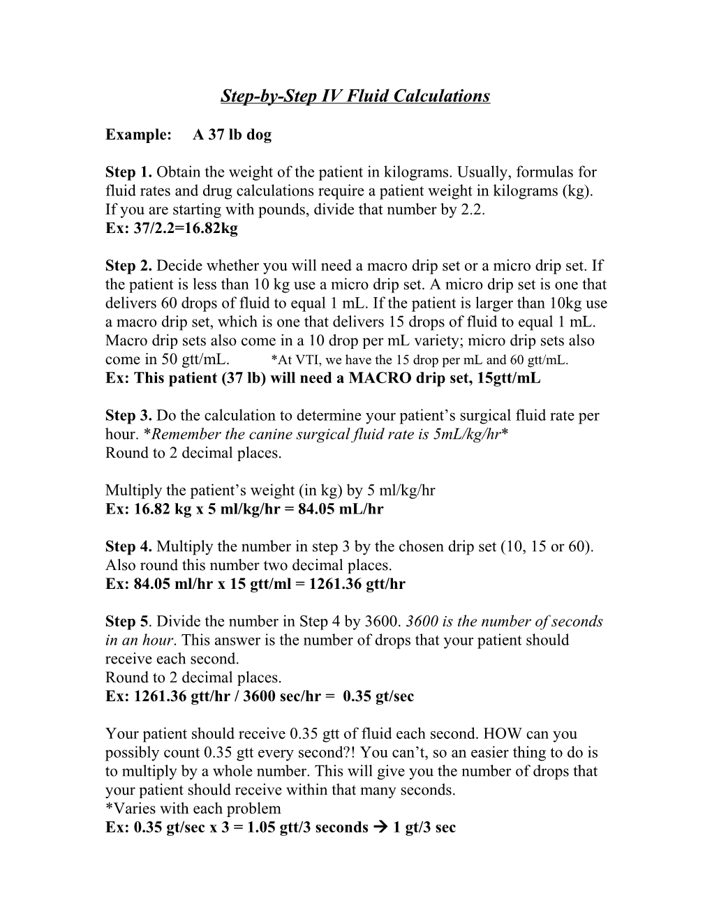 Step-By-Step IV Fluid Calculations