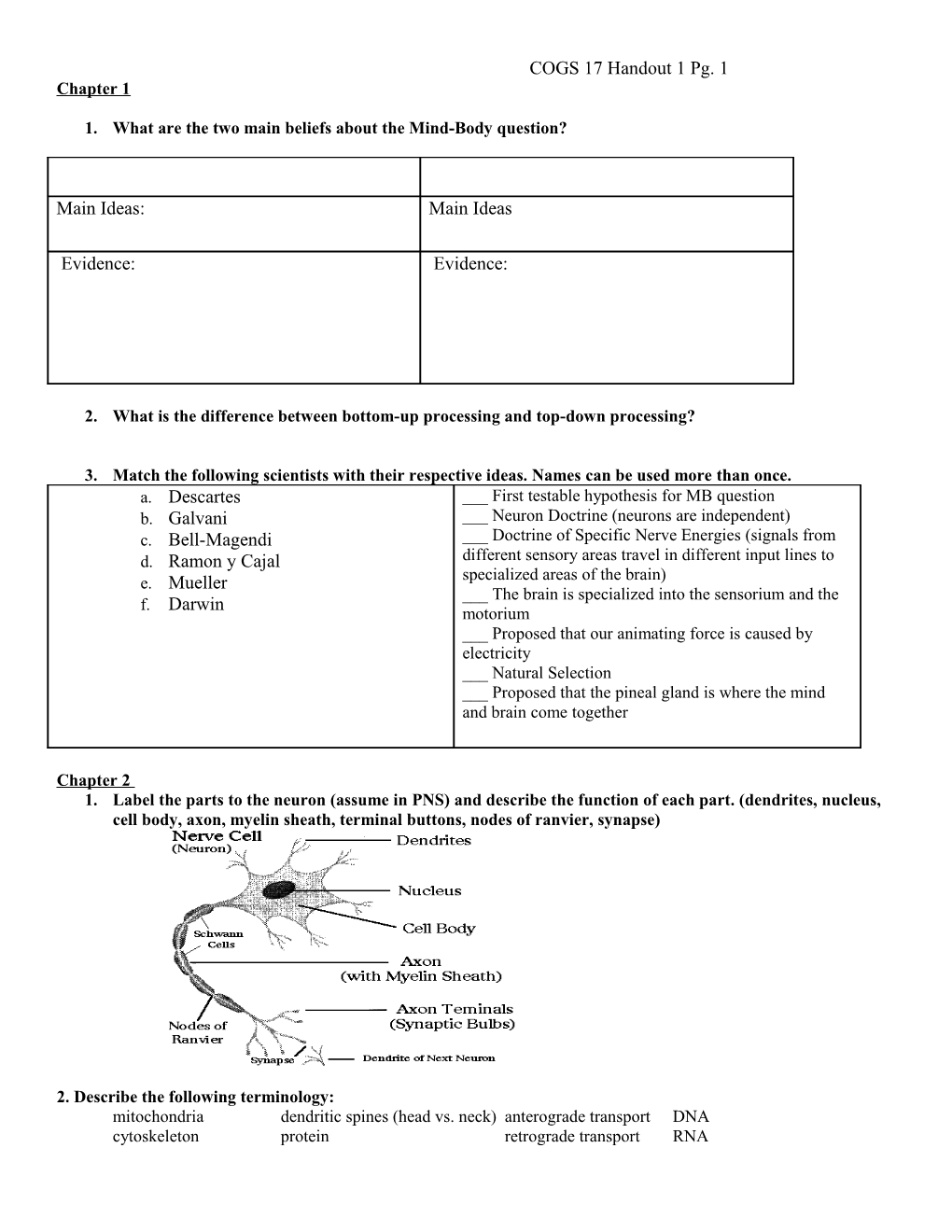 COGS 17 Handout 1 Pg. 1