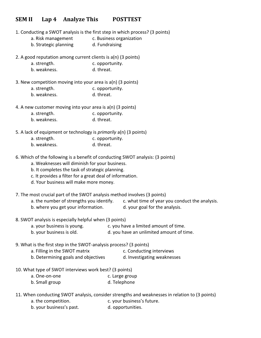 SEM II Lap 4 Analyze This POSTTEST