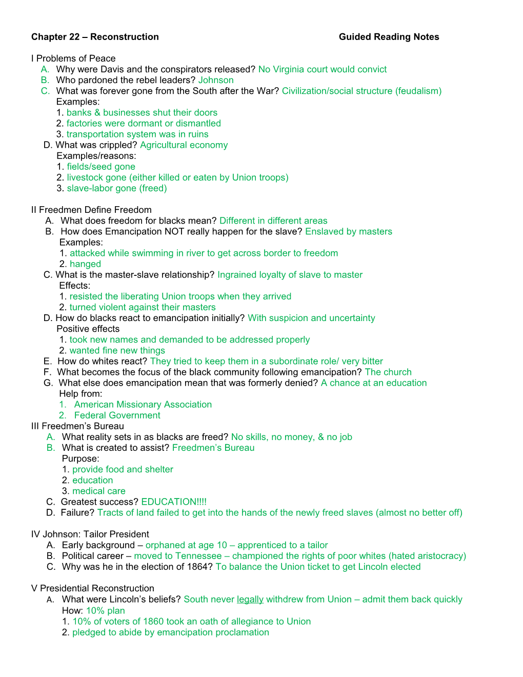 Chapter 22 Reconstructionguided Reading Notes