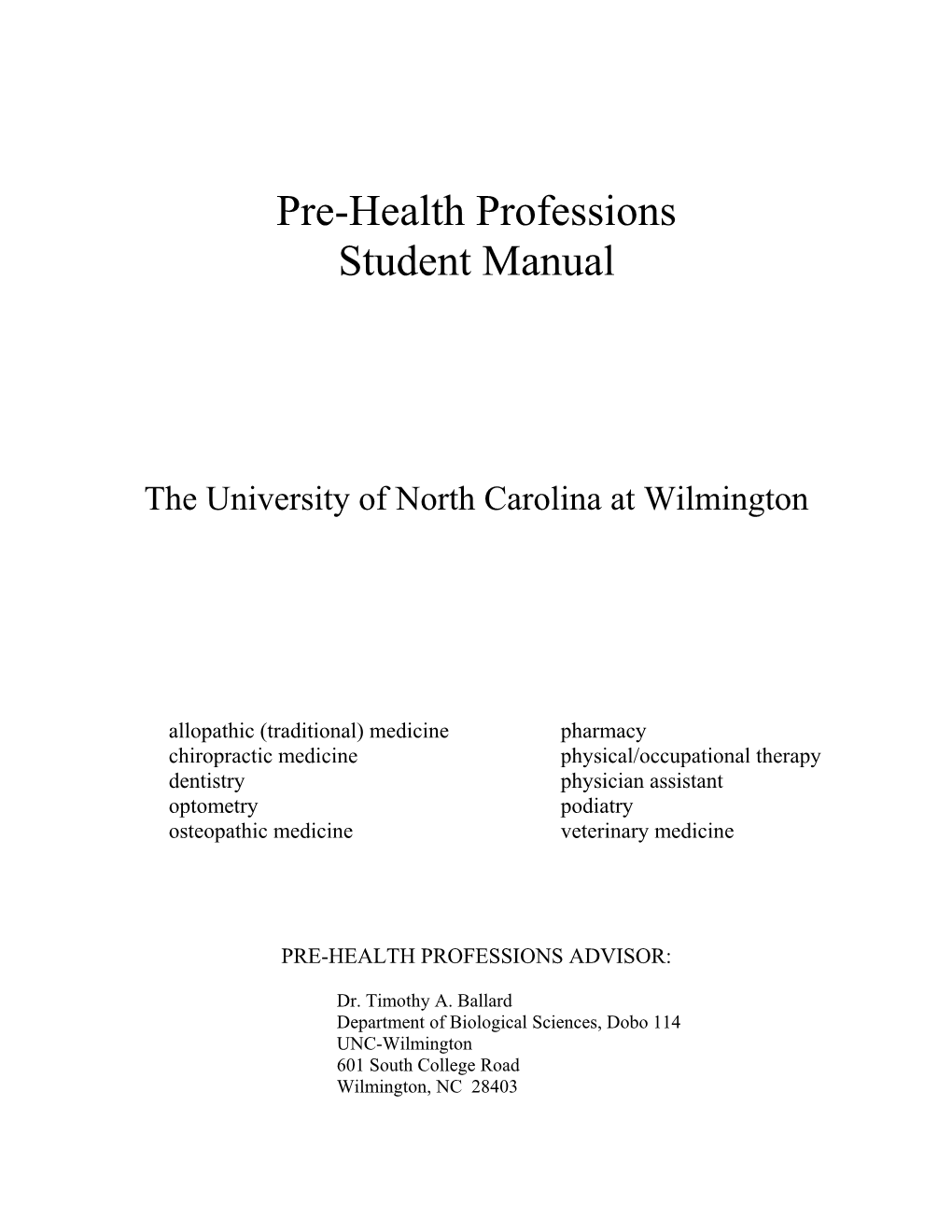 Pre-Health Professions