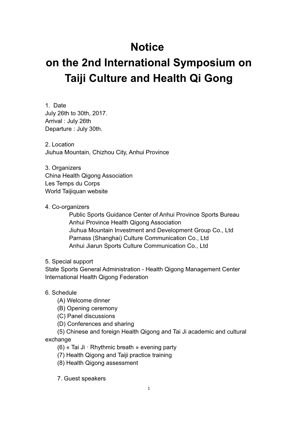 On the 2Nd International Symposium on Taiji Culture and Health Qi Gong