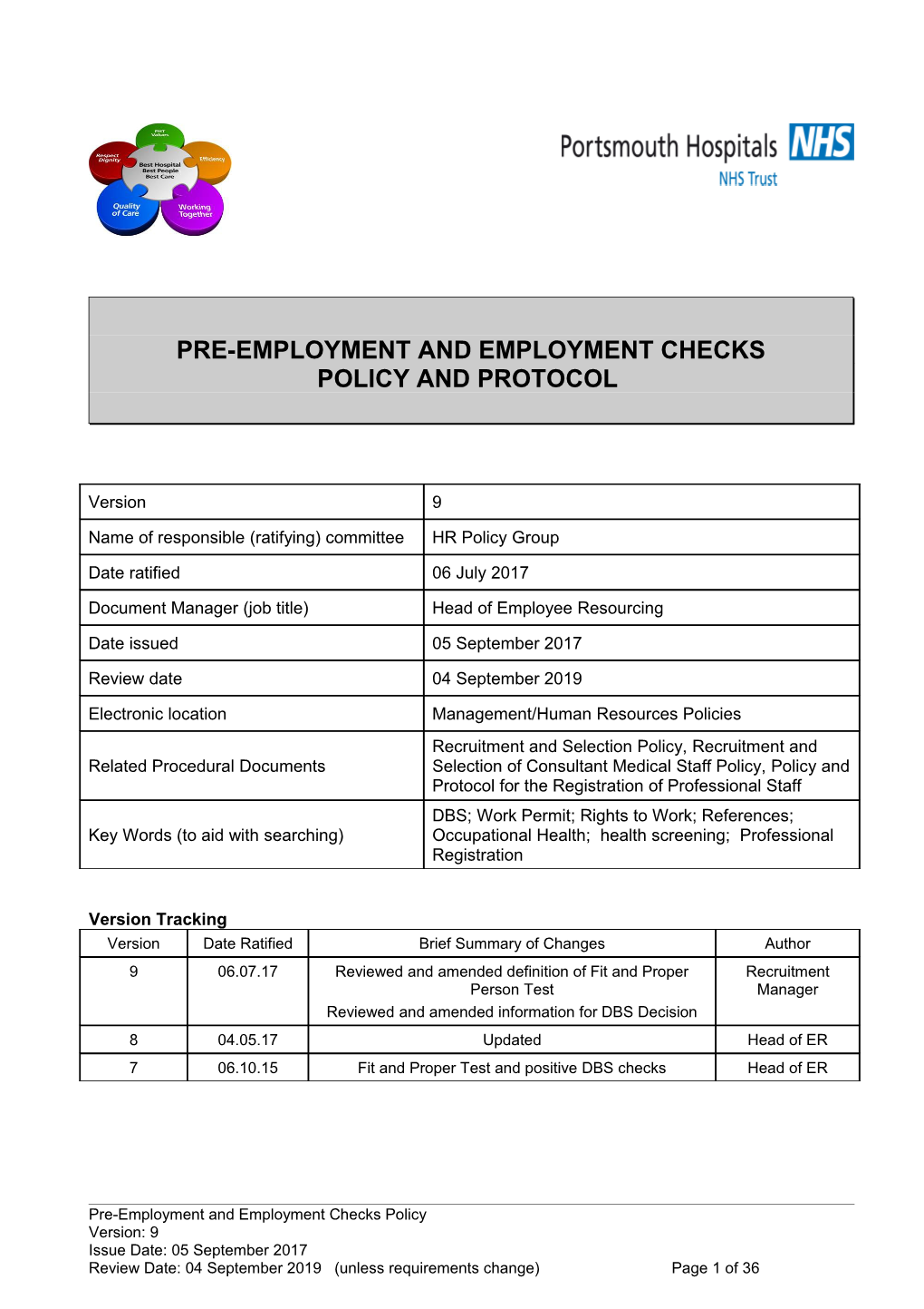 Pre-Employment and Employment Checks