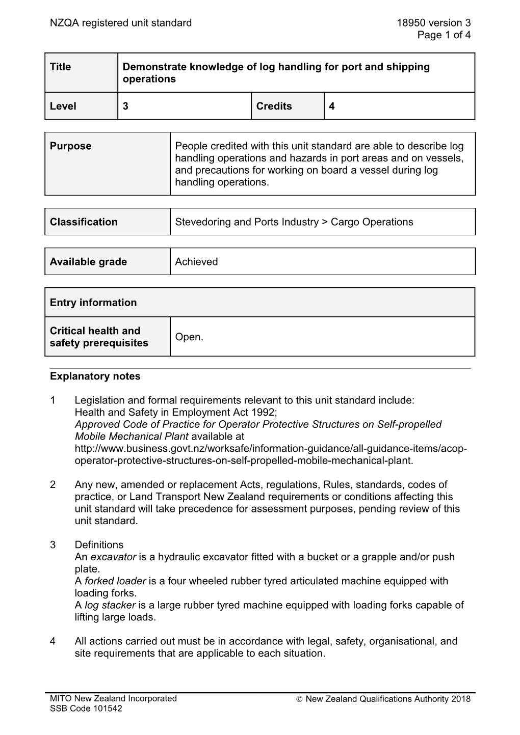 18950 Demonstrate Knowledge of Log Handling for Port and Shipping Operations