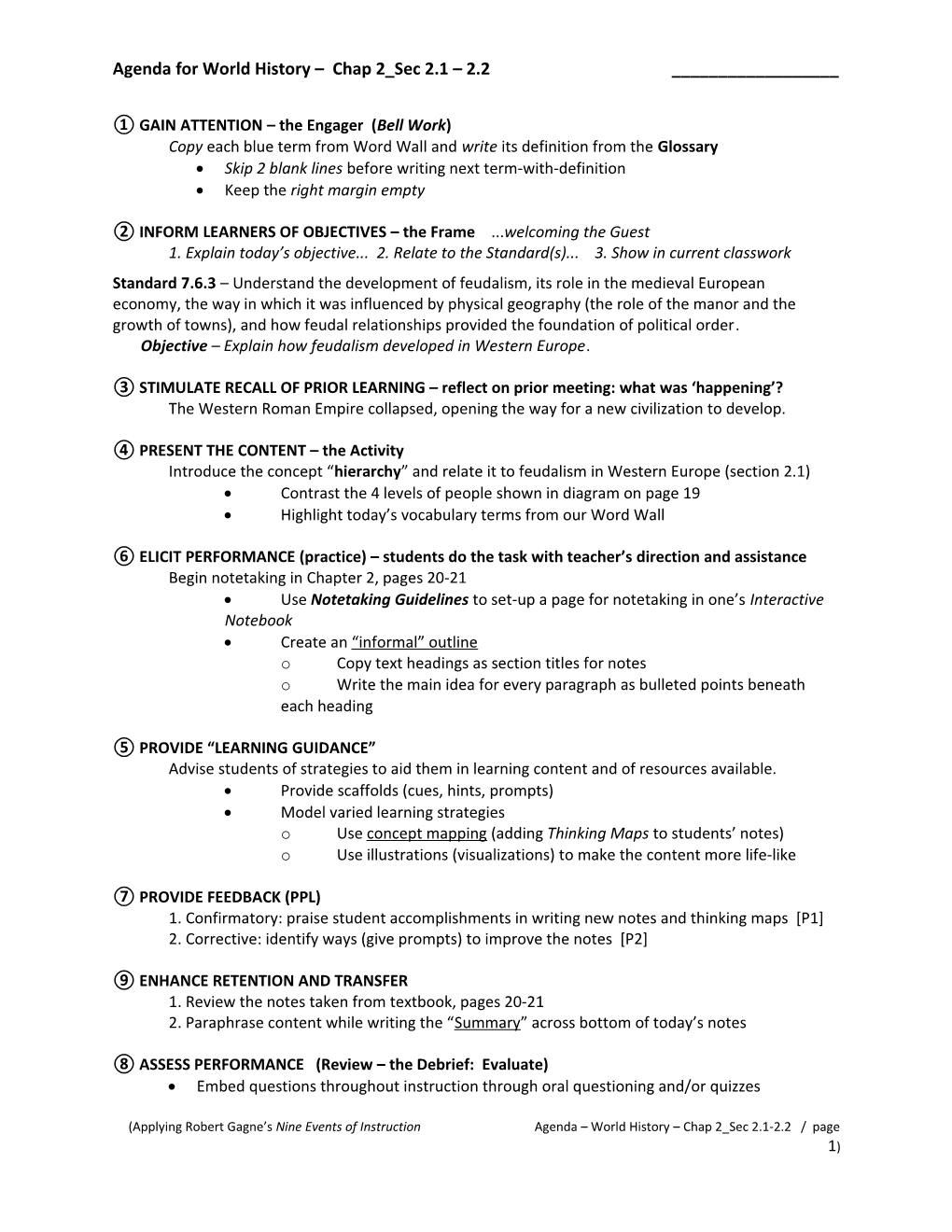 Agenda for World History Chap2 Sec 2.1 2.2 ______