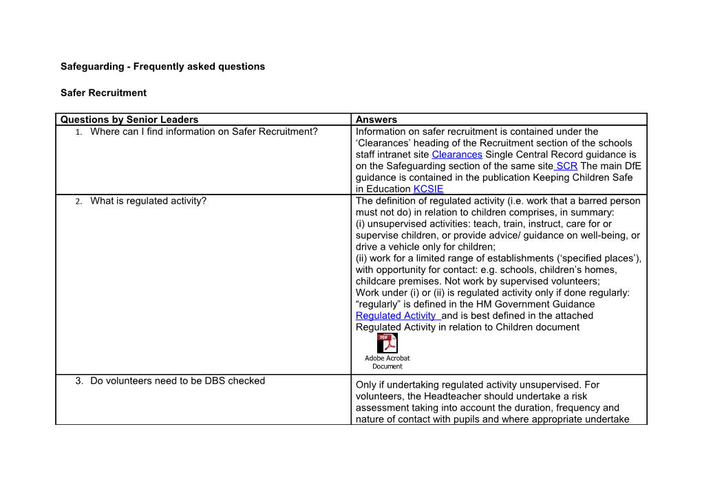 Safer Recruitment Faqs - June 2015