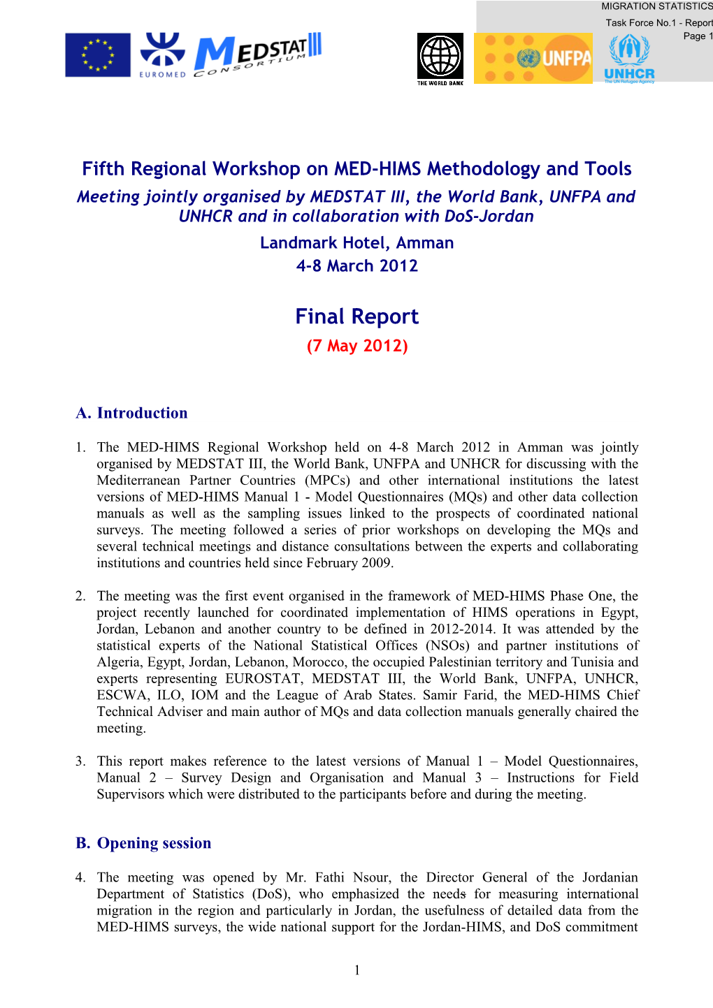Fifth Regional Workshop on MED-HIMS Methodology and Tools