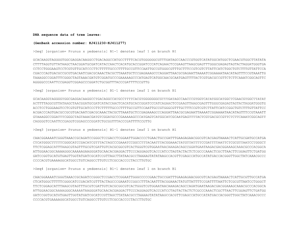 DNA Sequence Data of Tree Leaves