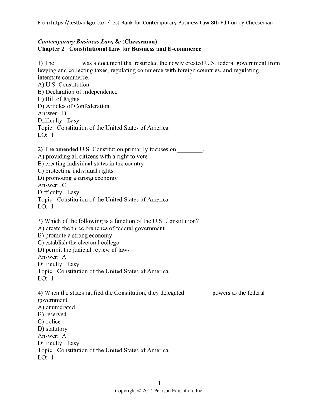 Contemporary Business Law, 8E (Cheeseman)